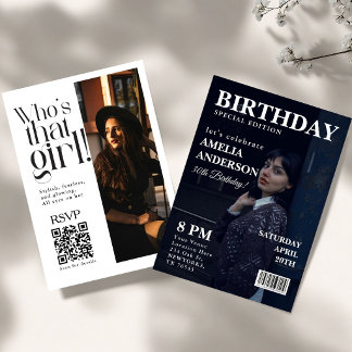 Chic Magazin-Cover Geburtstagseinladung für Sie Einladung