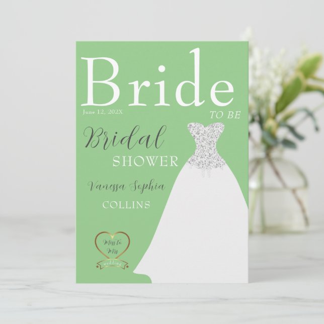 Chic Magazine Cover Brautparty Einladung (Stehend Vorderseite)