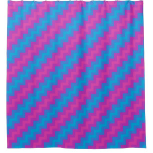 Chic Magenta Bright Blue Türkis Pink Chevrons Duschvorhang