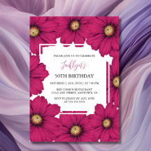 Chic Magenta Cosmos Floral Botanischer Geburtstag