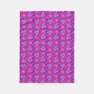 Chic Magenta Herz und Blume Fleece Blanket