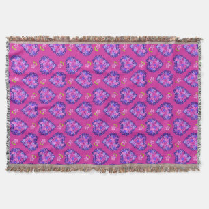 Chic Magenta Herz und Blume werfen Blanket Decke