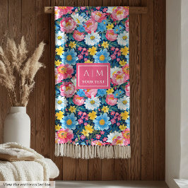 Chic magenta rosa Aquarell Blumengeschenk Töchteri Fleecedecke