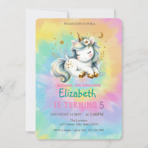 Chic Magical Unicorn Rainbow Gefärbte Krawatte Geb Einladung