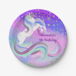 Chic Magical Unicorn Silver Stars Pappteller