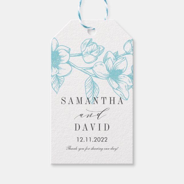 Chic Magnolia Blume | Blass | Hochzeit Geschenkanhänger (Vorderseite)