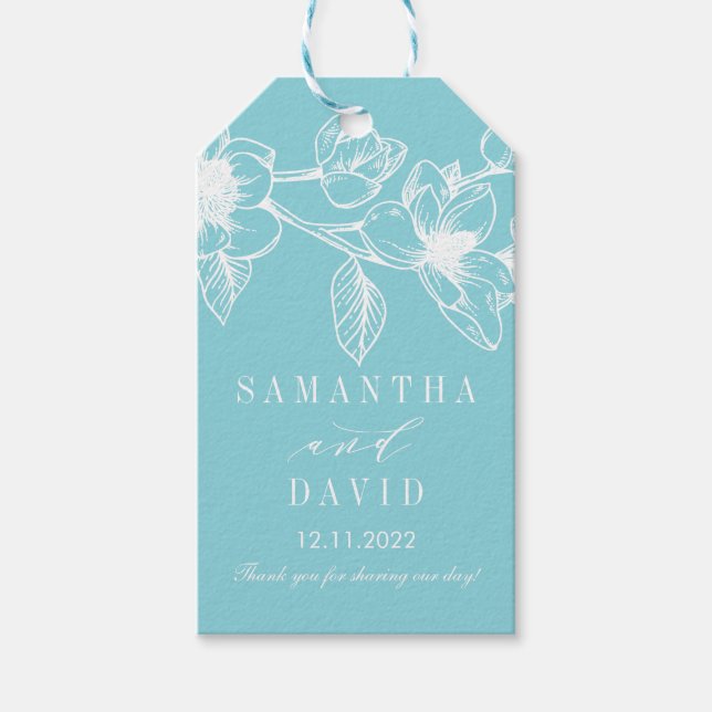 Chic Magnolia Blume | Blass | Hochzeit Geschenkanhänger (Vorderseite)