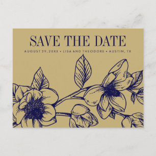 Chic Magnolia Blume   Gold   SAVE THE DATE Ankündigungspostkarte