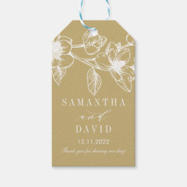 Chic Magnolia Blume | Goldhochzeit Geschenkanhänger