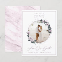 Chic Magnolia Floral & Mauve Circle Gerahmtes Foto