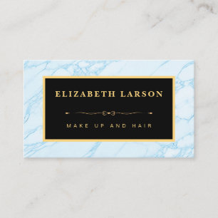 Chic Makeup Aqua Blue Marble Artist Salon Visitenkarte