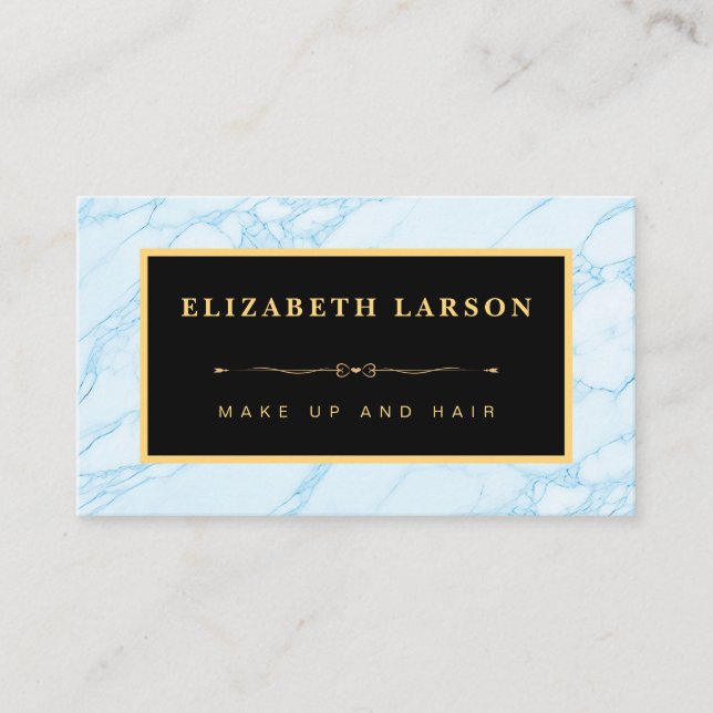 Chic Makeup Aqua Blue Marble Artist Salon Visitenkarte (Vorderseite)