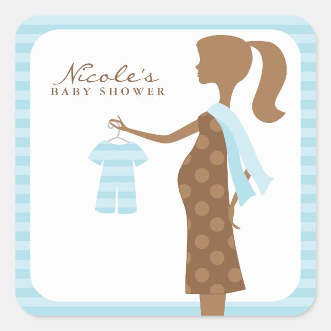 Chic Mama als Babydusche Quadratischer Aufkleber (Vorderseite)