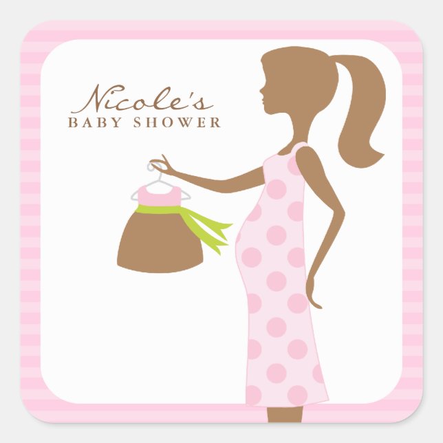 Chic Mama als Babydusche Quadratischer Aufkleber (Vorderseite)