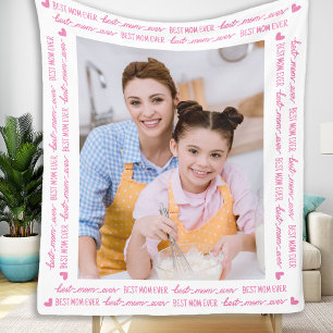 Chic MAMA Personalisiert Foto Rosa Muttertag Fleecedecke
