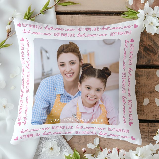 Chic MAMA Personalisiert Foto Rosa Muttertag Kissen (Von Creator hochgeladen)