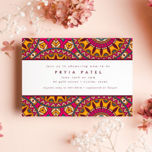 Chic Mandala Henna farbenfrohe indische Babydusche Einladung
