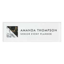 Chic Marble and Foil Geometric Namenschild