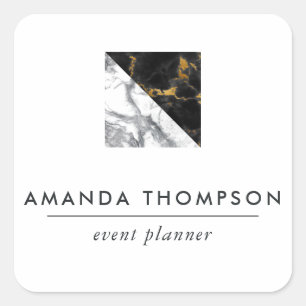 Chic Marble and Foil Geometric Quadratischer Aufkleber