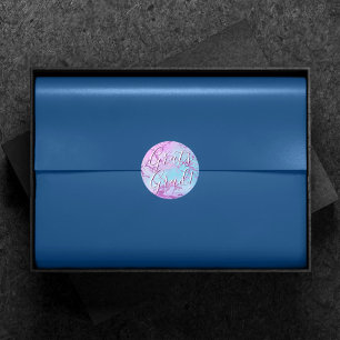 Chic Marble Glamourös Glamourös Lila Blau Abschl Runder Aufkleber