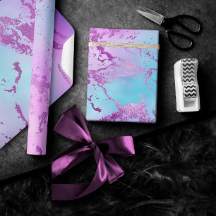 Chic Marble   Glanzvoller Glam Violetter Blaugrüne Geschenkpapier