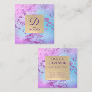 Chic Marble   Glitzy Glam Lila und Blue Branding Quadratische Visitenkarte