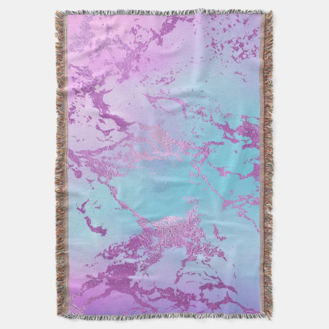 Chic Marble | Glitzy Glam Violet Lila Blue Ombre Decke (Vorderseite Vertikal)