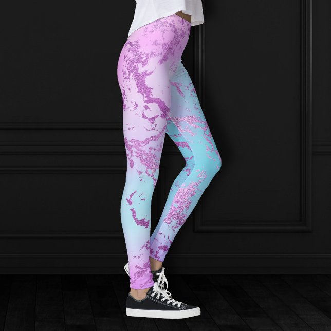 Chic Marble | Glitzy Glam Violet Lila Blue Ombre Leggings (Von Creator hochgeladen)