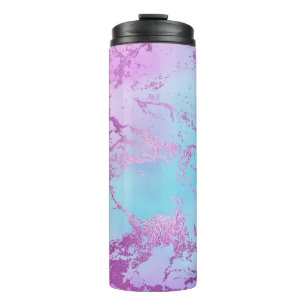 Chic Marble Glitzy Glam Violet Lila Blue Ombre Thermosbecher