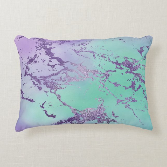 Chic Marble | Lavender Lila und Minze Green Dekokissen (Vorderseite)