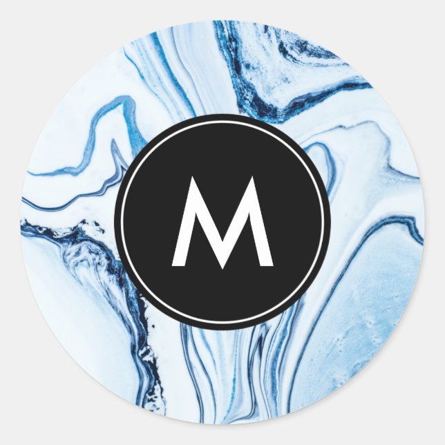 Chic Marble Monogram Stickers (Vorderseite)
