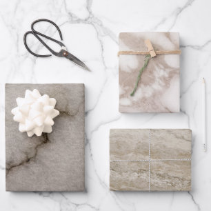 Chic Marble Stone Pastellgrau, moderner Luxus Geschenkpapier Set