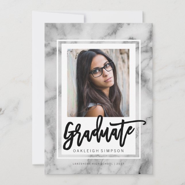 Chic Marble Typografy Grad Bekanntgabe Ankündigung (Vorderseite)