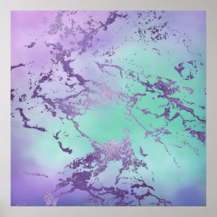 Chic Marble   Violet Lavender Lila Minze Green Poster