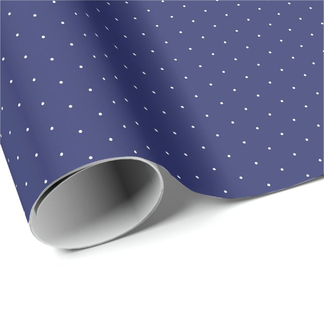 Chic Marineblau weißen winzigen Polka Punkte niedl Geschenkpapier (Rolleneckpunkt)