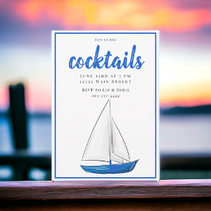 Chic marineblaue Schiff-Cocktailparty Einladung