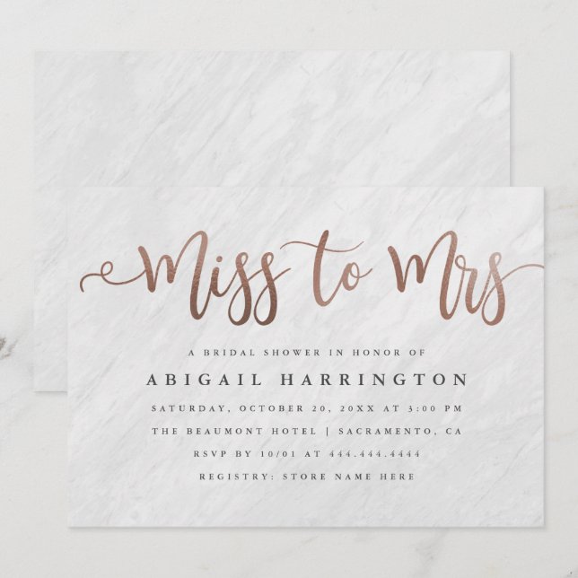 Chic-Marmor u. Rosen-Goldfräulein zu Frau Einladung (Vorne/Hinten)