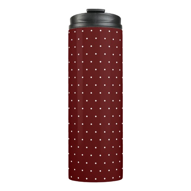 Chic Maroon Thermal Tumbler with White Dot Pattern Thermosbecher (Vorderseite)