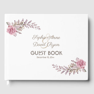 Chic Marsala Maroon Floral Watercolor Gästebuch