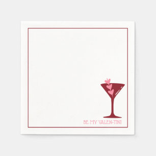 Chic Martini Galentine's Day Pink & Red Cocktail Serviette