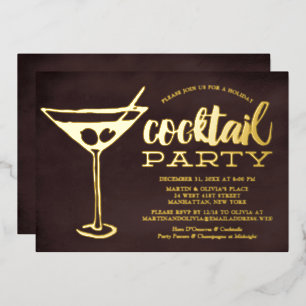Chic Martini Silvester-Cocktailparty Folieneinladung
