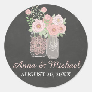 Chic Mason Jar & Chalkboard Wedding Sticker