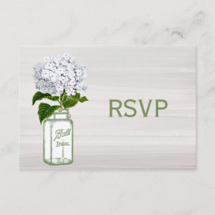 Chic Mason Jar & White Hydrangea UAWG RSVP Karte