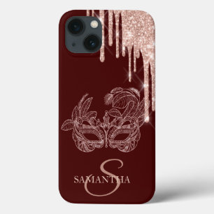 Chic Masque Roségold Glittertropfen Burgunder Case-Mate iPhone Hülle