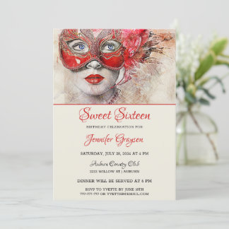 Chic Masquerade Ball zum Geburtstag Einladung