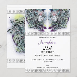Chic Masquerade Masken Birthday Einladung