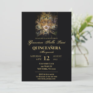 Chic Masquerade Quinceñera Party Einladung