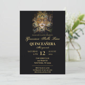 Chic Masquerade Quinceñera Party Einladung
