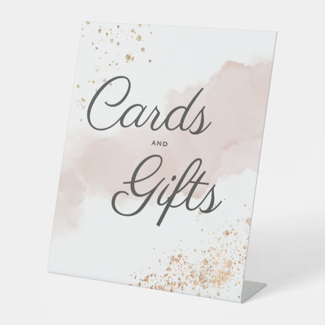 Chic Mauve Gold Cards and Gifts Wedding Sockelschild (Vorderseite)