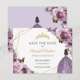 Chic Mauve Plum Lila Floral Tiara 16 . Geburtstag Save The Date